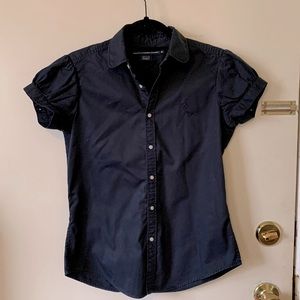 Ralph Lauren Sport cap-sleeve navy button down size 8